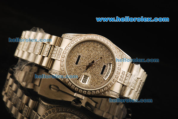 Rolex Day-Date Automatic Movement with Diamond Dial and Bezel - Click Image to Close
